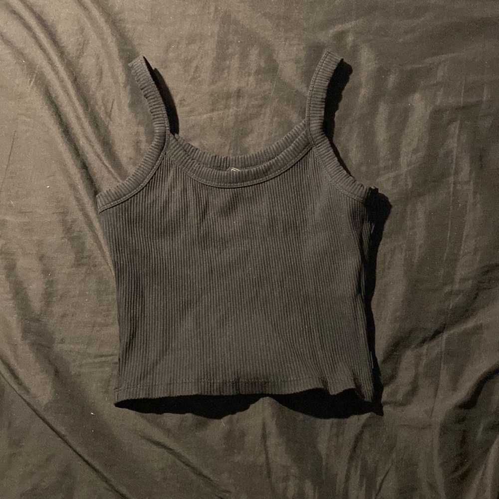black ribbed cropped singlet from cotton on
